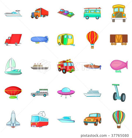 Getting around the world icons set, cartoon style Getting around the world icons set, cartoon style 37765080