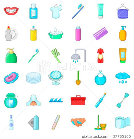 Cleaning icons set, cartoon style Cleaning icons set, cartoon style 37765100