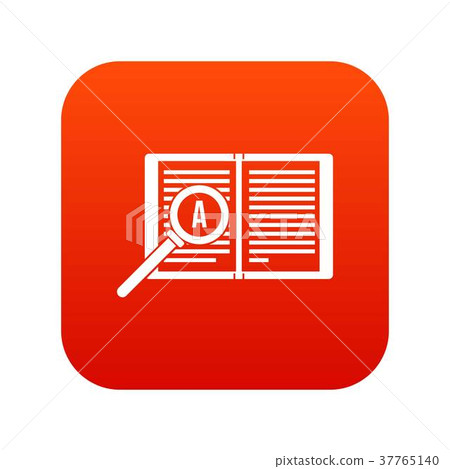 Magnifying glass over open book icon digital red 37765140