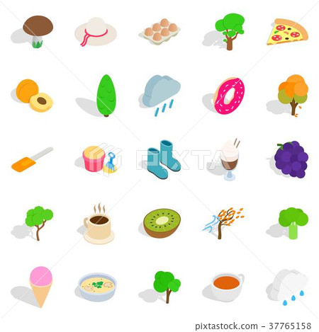 Street cafe icons set, isometric style Street cafe icons set, isometric style 37765158