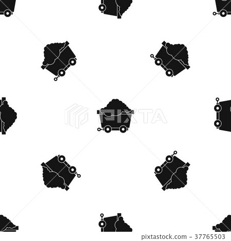 Cart on wheels with coal pattern seamless black 37765503