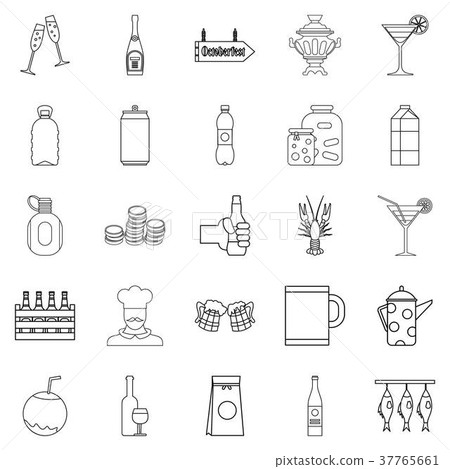 Alcohol icons set, outline style 37765661