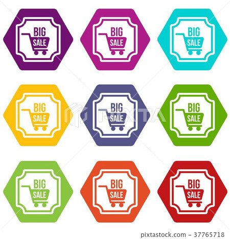 Big sale sticker icon set color hexahedron 37765718