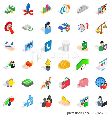 Piggy bank icons set, isometric style 37765763