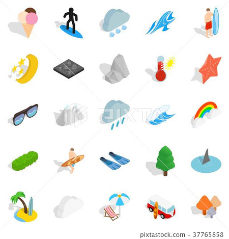 Water hangout icons set, isometric style Water hangout icons set, isometric style 37765858