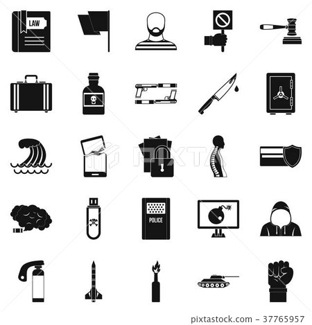 Breach icons set, simple style 37765957