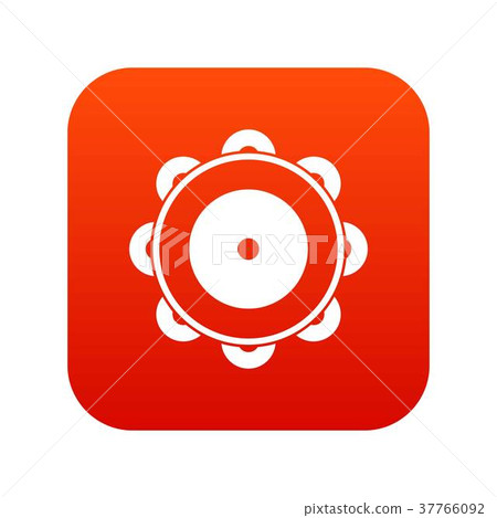 Tambourine icon digital red 37766092