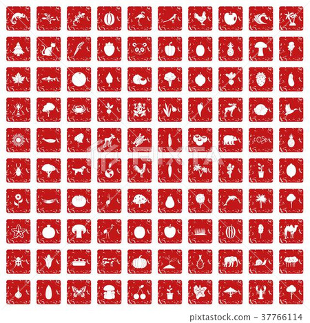 100 live nature icons set grunge red 37766114
