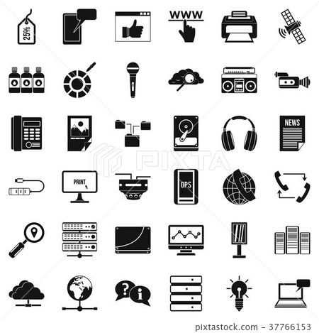 Cloud information icons set, simple style Cloud information icons set, simple style 37766153