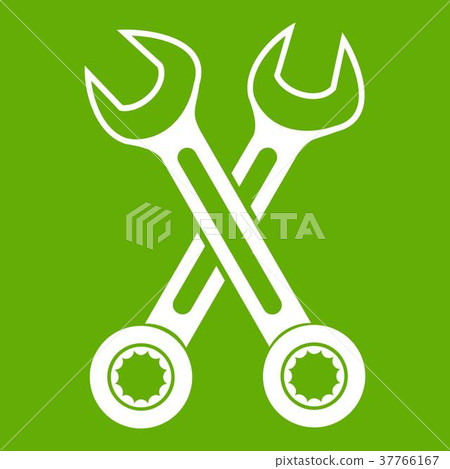 Crossed spanners icon green Crossed spanners icon green 37766167