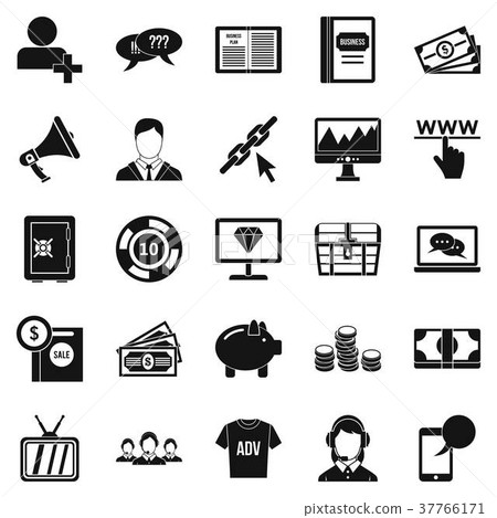 Viral video icons set, simple style Viral video icons set, simple style 37766171