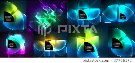 Neon glowing light abstract backgrounds collection Neon glowing light abstract backgrounds collection 37766173