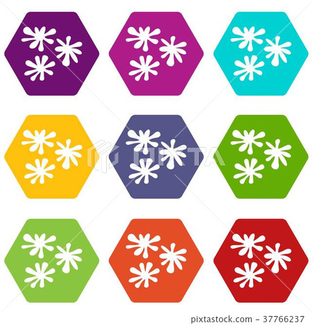 Paintball blob icon set color hexahedron 37766237