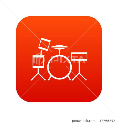 Drum kit icon digital red 37766252