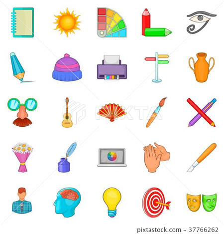 Craftsman icons set, cartoon style 37766262