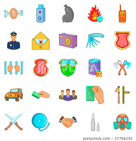 Criminality icons set, cartoon style 37766292