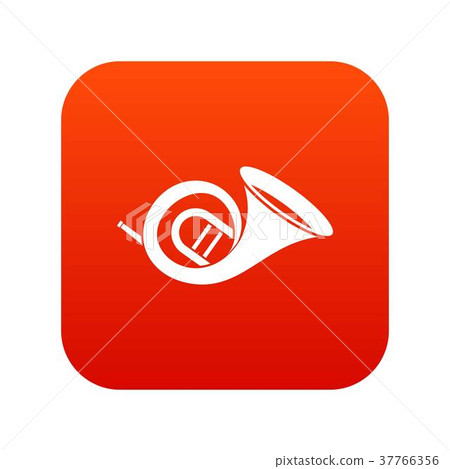 French horn icon digital red 37766356