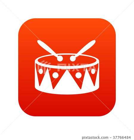 Drum and drumsticks icon digital red Drum and drumsticks icon digital red 37766484