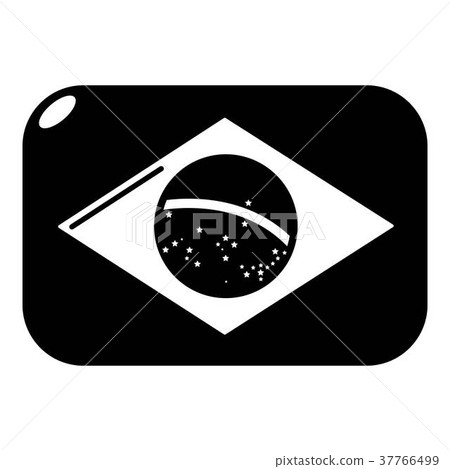 Brazilian flag icon, simple black style 37766499