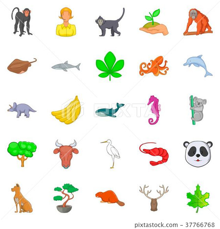 Biotic icons set, cartoon style 37766768