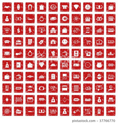 100 money icons set grunge red 100 money icons set grunge red 37766770