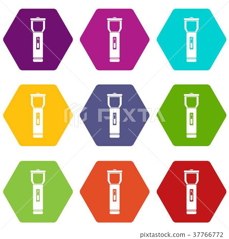 Tourist backpack icon set color hexahedron Tourist backpack icon set color hexahedron 37766772
