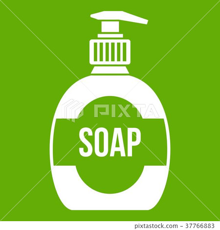 Bottle of liquid soap icon green Bottle of liquid soap icon green 37766883