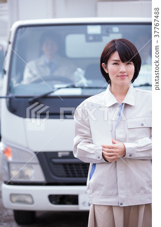 Logistics truck woman Logistics truck woman 37767488