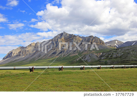 Beautiful mountains with oil pipeline along the 37767729