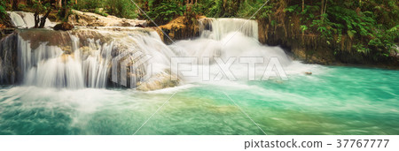 Tat Kuang Si Waterfalls. Panorama landscape. Laos. Tat Kuang Si Waterfalls. Panorama landscape. Laos. 37767777