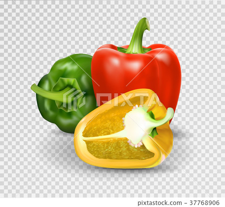Photo-realistic vector. Red paprika. Whole 37768906
