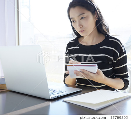 Computer woman at home business learning 37769203