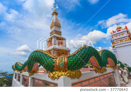 Beautiful pagoda of Thepnimit temple on high peak 37770643