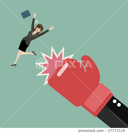 Business woman punched by her boss big hand 37771528