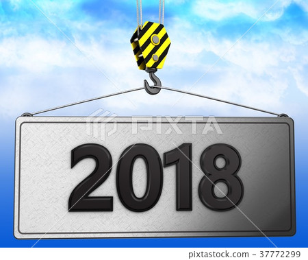 3d crane hook with 2018 sign 37772299