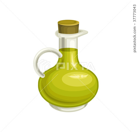 Glass bottle of olive oil with cork, natural and Glass bottle of olive oil with cork, natural and 37773043