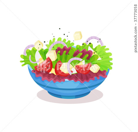 Bowl of vegetable salad with cheese, healthy 37773058