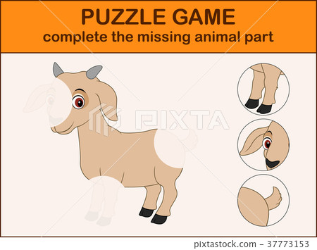 Cute goat cartoon. Complete the puzzle and find th Cute goat cartoon. Complete the puzzle and find th 37773153
