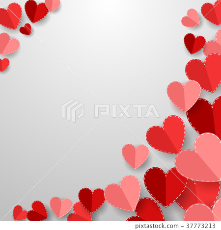 Happy valentines day with red paper cut heart on w-插圖素材 [37773213 ...