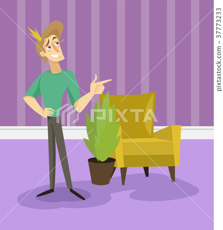 Modern prince in golden crown, funny young man 37773233