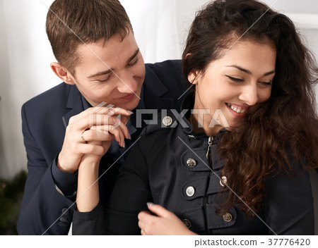 young couple portrait, happy people love concept 37776420