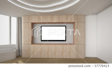 Modern Empty Room, 3D render interior design, mock up illustrati 37776423