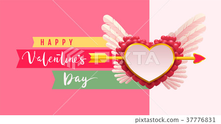 Happy valentines day text greeting card. Arrow 37776831