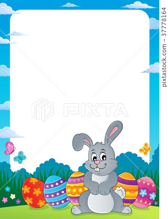 Easter Frame Rabbit Frame with Easter rabbit thematics 1 - Stock Illustration [37778164 ...