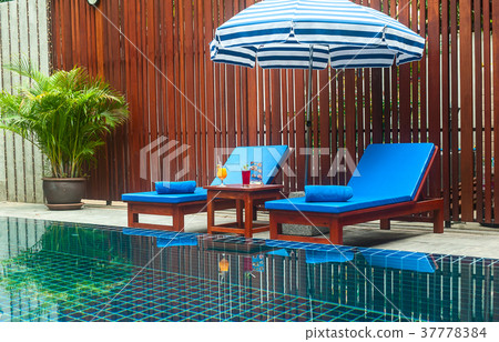 Reception and swimming pool of Thai hotel Reception and swimming pool of Thai hotel 37778384