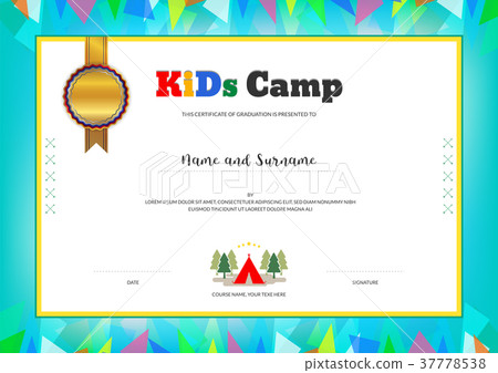 Kids Summer Camp Diploma or certificate template 37778538