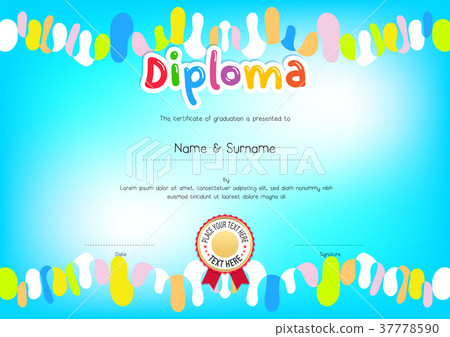 Cute Kids Diploma or certificate template Cute Kids Diploma or certificate template 37778590