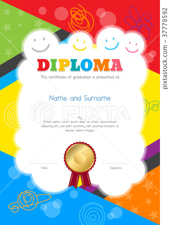 Cute Kids Diploma or certificate template 37778592