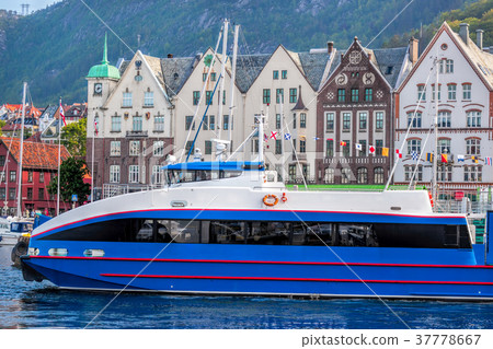 Bergen harbor with cruise ships in Norway 37778667