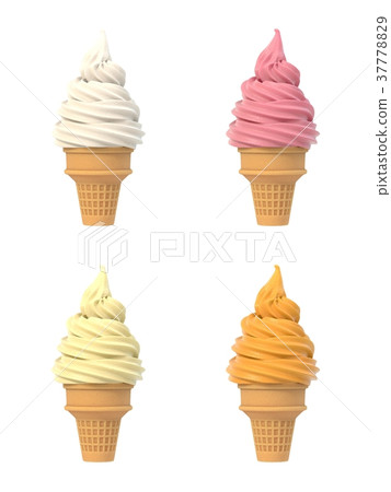 Soft ice icecream in waffle cone set 37778829